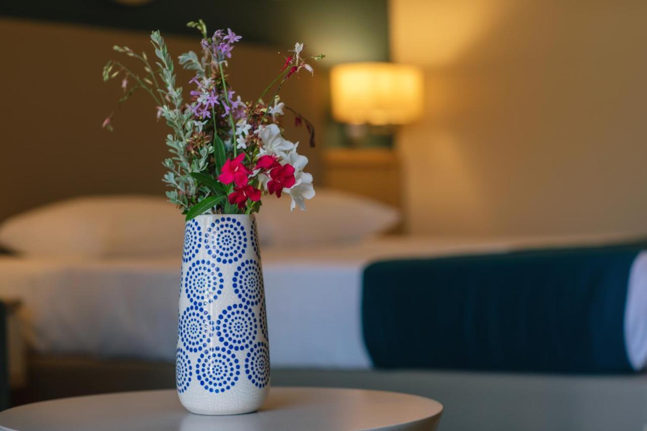 Almyros Beach Almiros Beach Bagian luar foto A vase of flowers